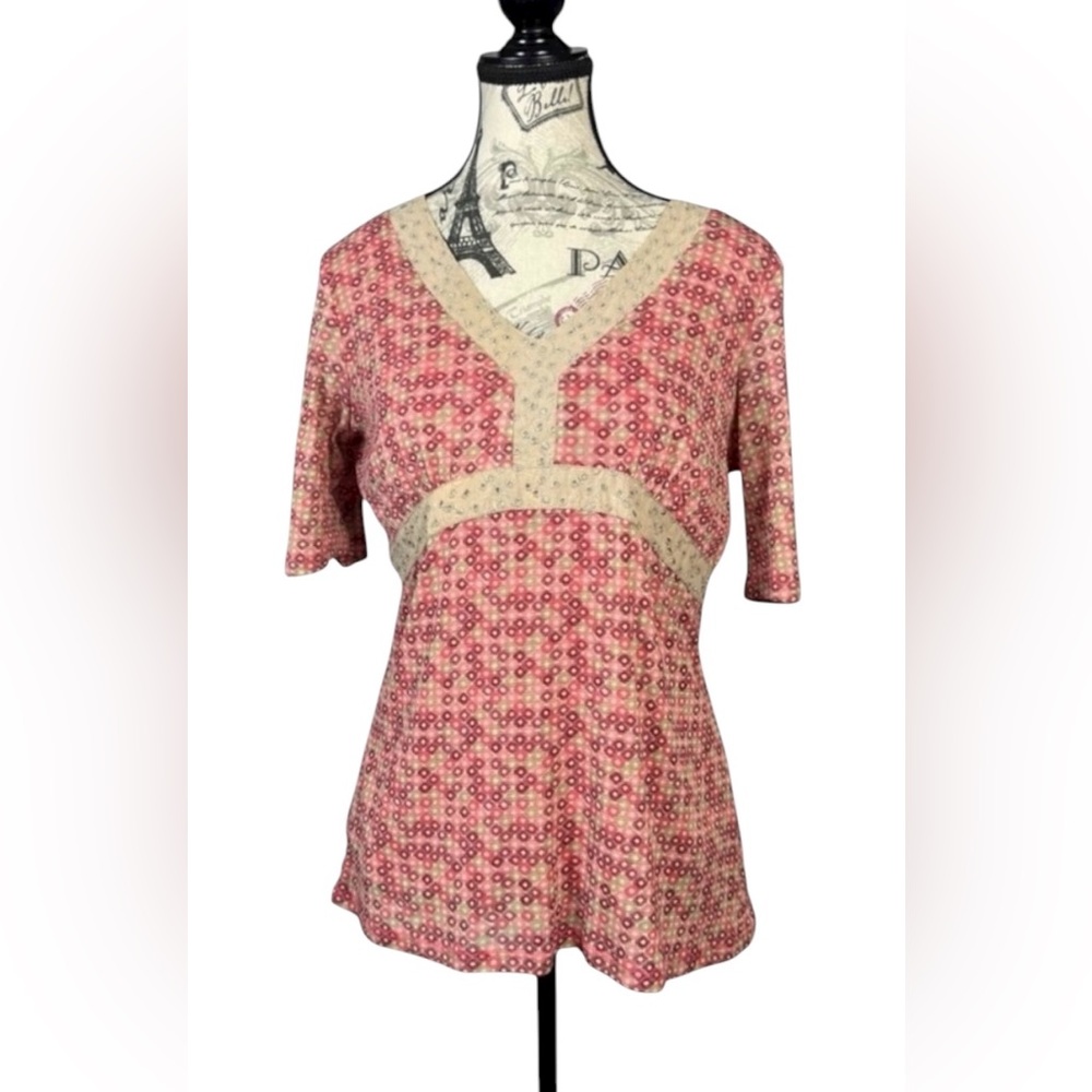 JH Collectibles Vintage Pink Silver Lurex Lined Top Medium